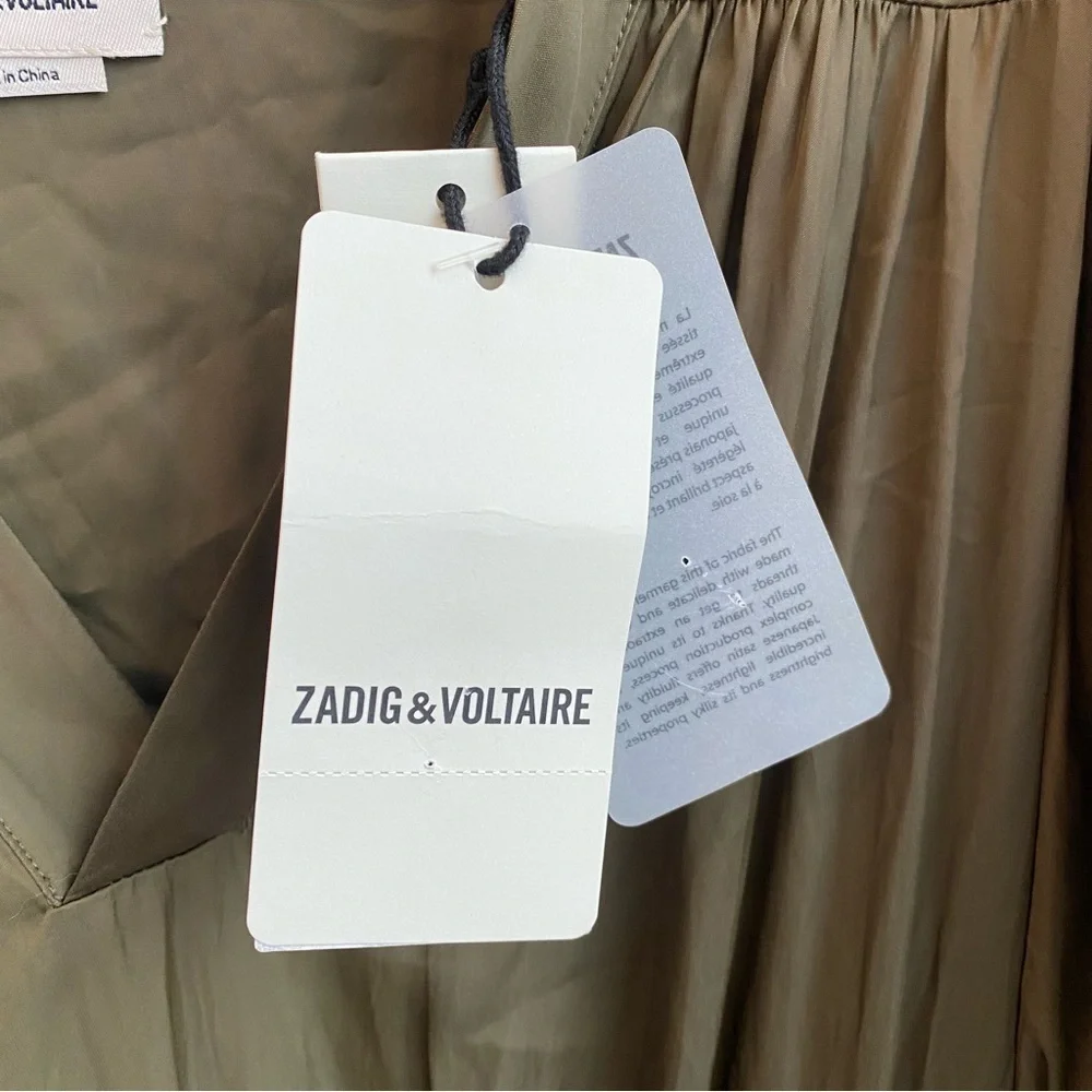 NWT Zadig & Voltaire - Ralia Asymmetric-Hem Satin‎ Midi Dress, Size XS